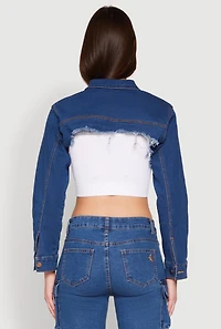 Womens Daisy Denim Frayed Bolero Jacket, Blue,