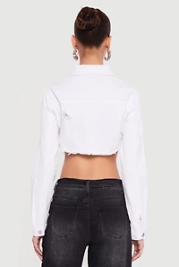 Almost Famous Distressed Cropped Denim Jacket