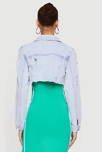 Almost Famous Distressed Cropped Denim Jacket
