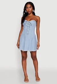 Daisy Denim Lace Up Corset Mini Dress