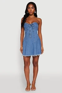Daisy Denim Lace Up Corset Mini Dress