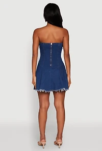 Womens Daisy Denim Lace Up Corset Mini Dress, Blue, Size L