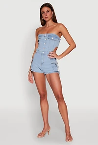 Daisy Cut Out Cargo Denim Tube Romper