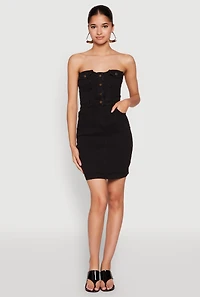 Haute Monde Strapless Denim Bodycon Mini Dress