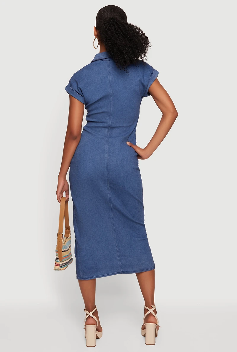 Denim Button Front Shirt Dress