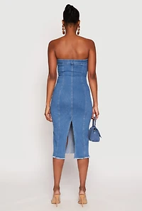 Haute Monde Denim Pintuck Tube Dress