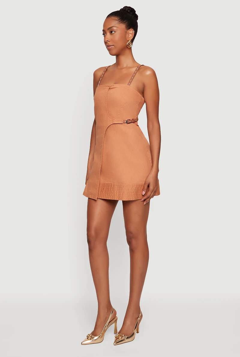 Faux Wrap Front Detail Mini Dress