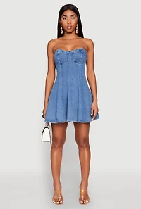 Iris Denim Bustier Skater Dress