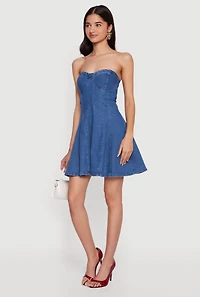 Iris Denim Bustier Skater Dress