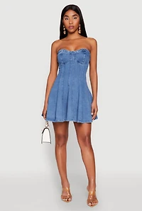 Iris Denim Bustier Skater Dress