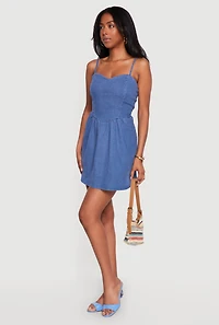Open Tie Back Sweetheart Denim Dress