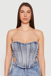 Lace Up Side Denim Corset Top