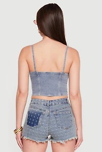 Cropped Denim Bustier Top