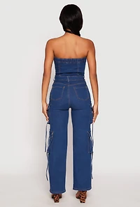 Daisy Denim Button Front Cargo Jumpsuit