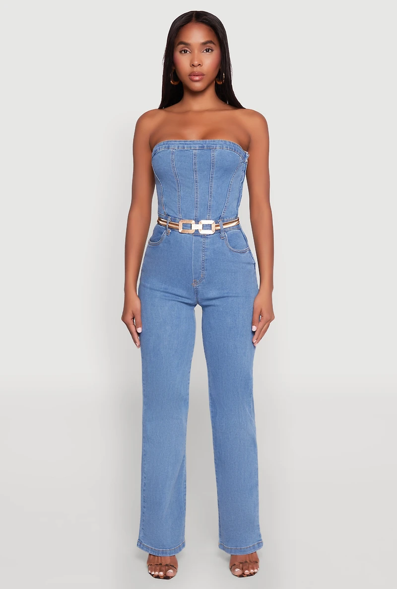 Daisy Strapless Corset Denim Jumpsuit