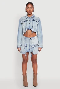 Womens Spoon Jeans Cargo Pocket Mini Denim Skirt, Blue, Size XL