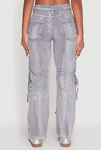 Womens Spoon Jeans Mineral Wash Cargo Pockets Jeans, Grey, Size M
