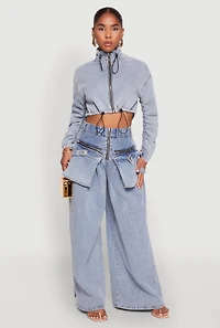 Spoon Jeans Zip Front Cargo Wide Leg