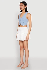 Womens Spoon Jeans Denim Button Front Vest,