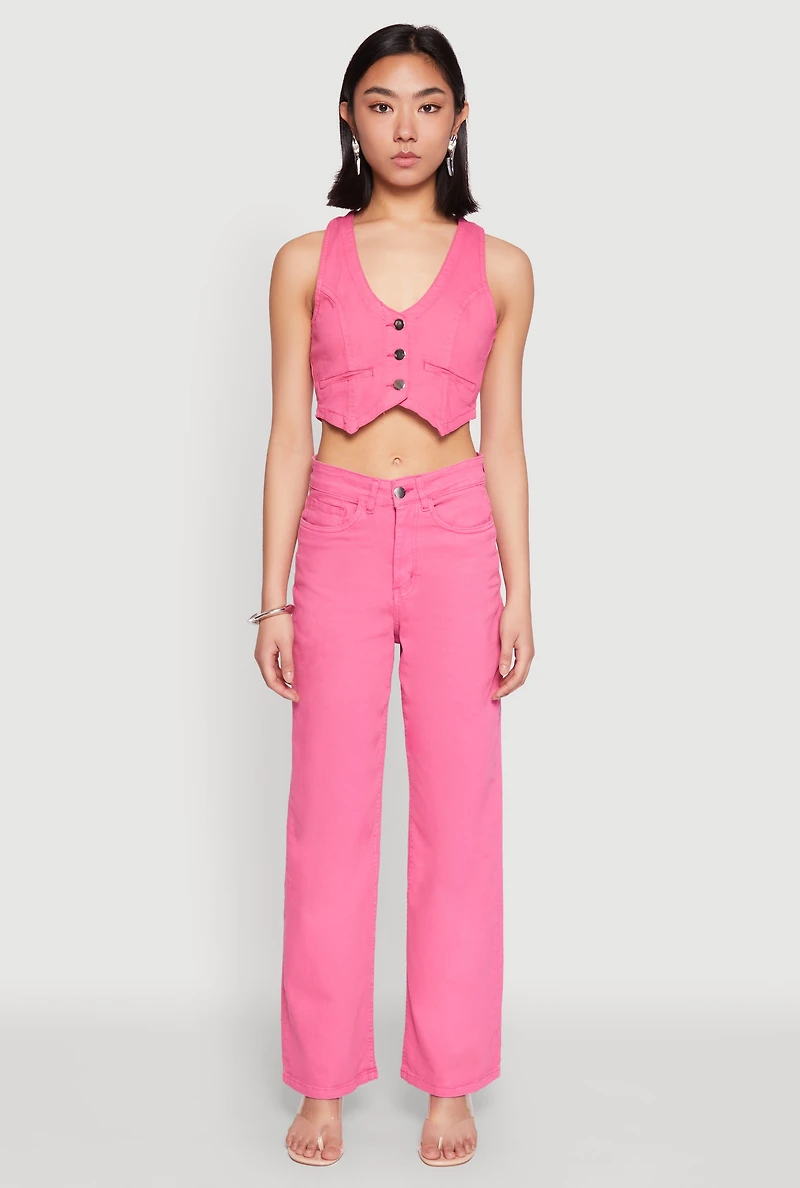 Womens Spoon Jeans Straight Leg Jeans, Pink, Size L