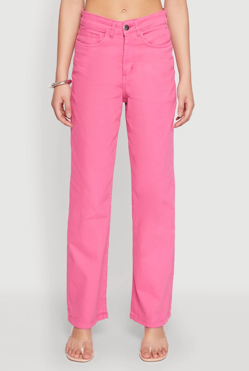 Womens Spoon Jeans Straight Leg Jeans, Pink, Size L