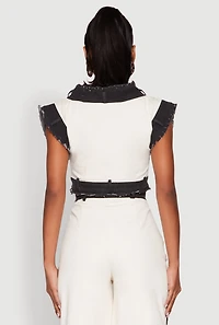 Contrast Trim Denim Crop Top