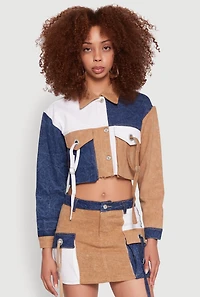 Color Blocked Denim Jacket