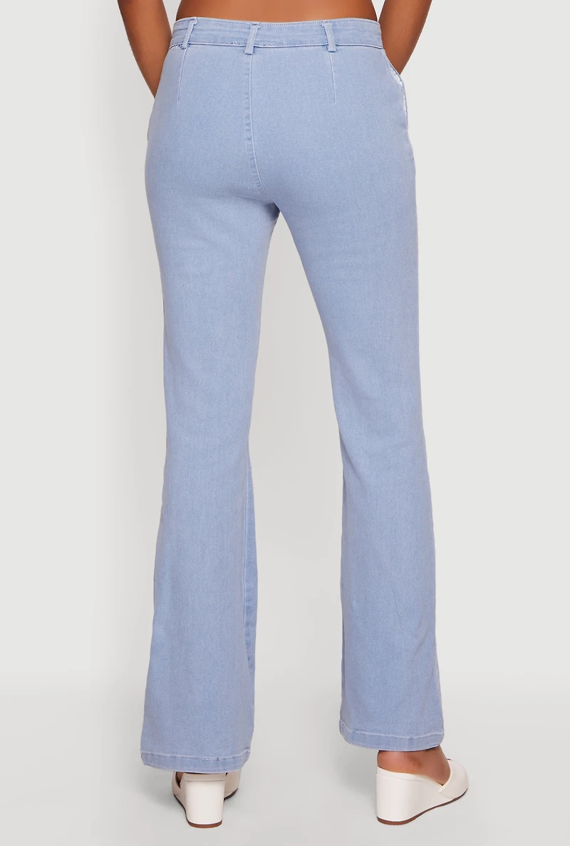 Stretchy Mid Rise Flare Leg Jeans