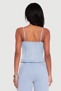 Sleeveless Button Front Denim Top