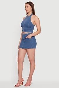 Studded Trim Denim Mini Skirt