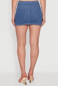 Studded Trim Denim Mini Skirt