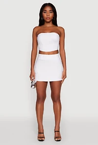 Womens High Waisted Mini Skirt with Cargo Pocket and Zip Back, White, Size L