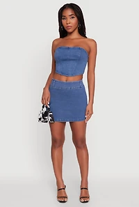 Womens Trendy Corset Tube Top with Cropped Hem, S