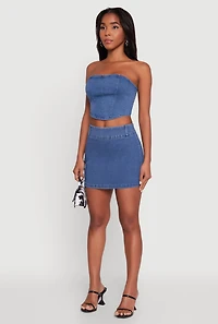Womens Trendy Corset Tube Top with Cropped Hem, S
