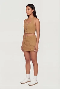 Denim Cargo Mini Skirt