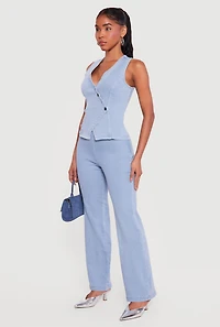 Denim High Waisted Side Zip Bootcut Jeans