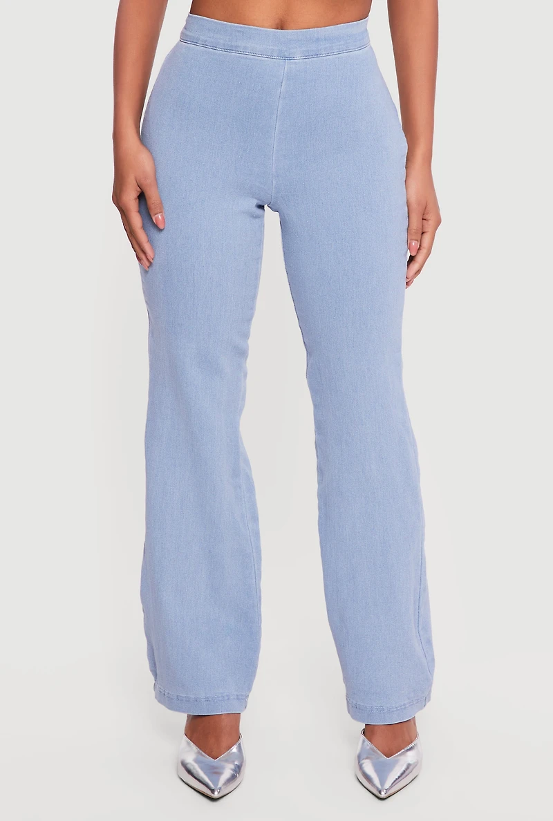 Denim High Waisted Side Zip Bootcut Jeans