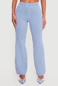 Denim High Waisted Side Zip Bootcut Jeans