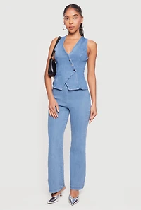 Denim High Waisted Side Zip Bootcut Jeans