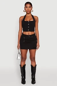 Tabbed Cargo Mini Skirt