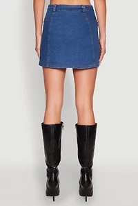 Womens Zip Detail Mini Denim Skirt, Blue, Size XL