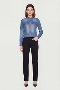 Denim Zip Front Moto Jacket