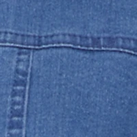 Denim Long Sleeve Collared Zip Front Jacket