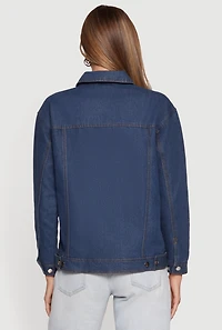 Oversized Long Sleeve Button Front Denim Jacket