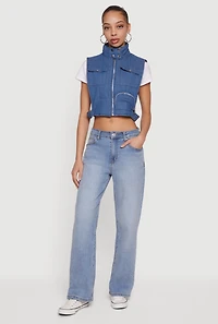 Quilted Zip Front Mock Neck Cargo Vest