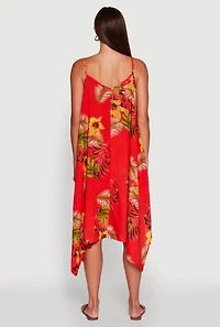 Womens Floral Print Sharkbite Hem Shift Dress, M