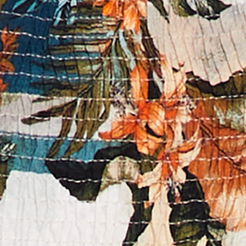 Tropical Floral Puff Sleeve Square Neck Tiered Maxi Dress