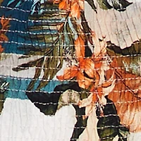 Tropical Floral Puff Sleeve Square Neck Tiered Maxi Dress