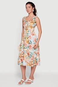 Floral Print Ruffle Tiered Midi Dress