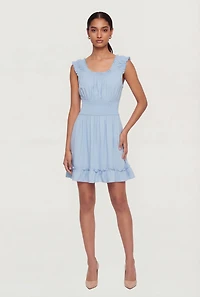 Square Neck Smocked Waist Peasant Dress